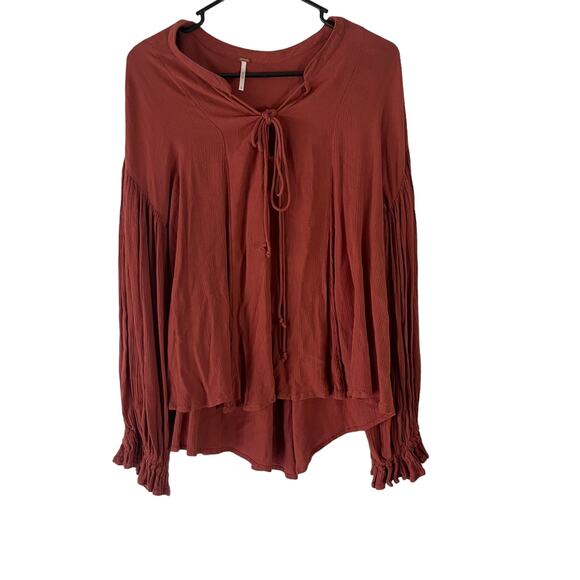 Free People Women's Size Small Burnt Orange Oversized Boho Tunic Flowy Top - Picture 1 of 9